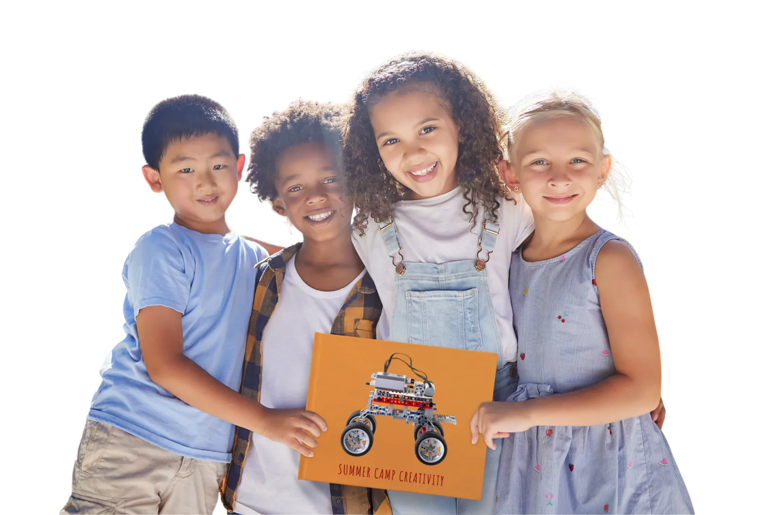 A group of kids sharing their summer Scribble Art book